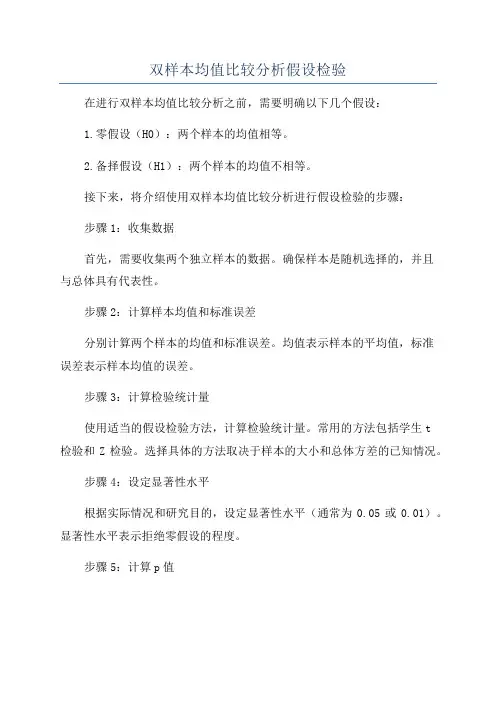 双样本均值比较分析假设检验