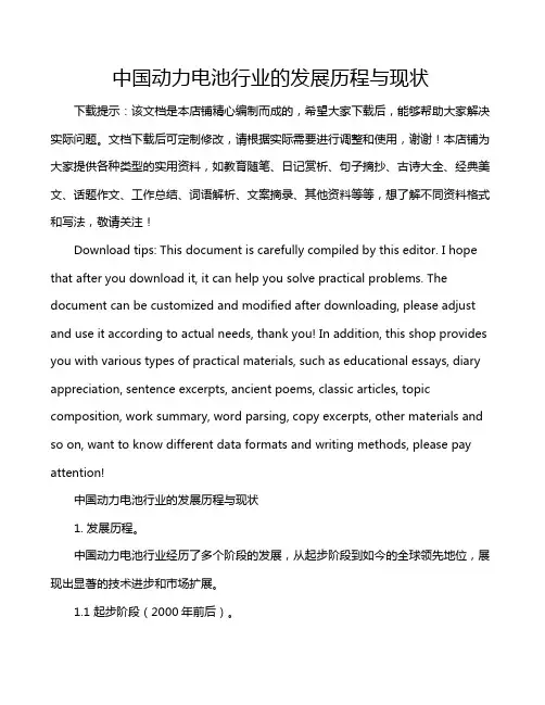 中国动力电池行业的发展历程与现状