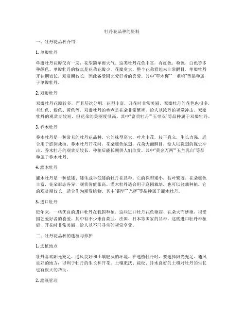 牡丹花品种的资料