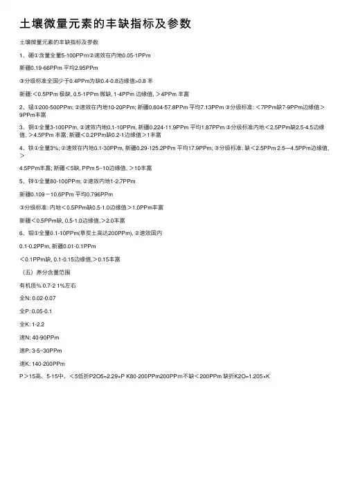 土壤微量元素的丰缺指标及参数