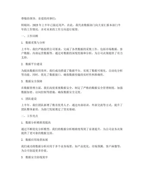 数据部门半年工作总结
