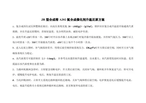 氨合成催化剂升温还原方案