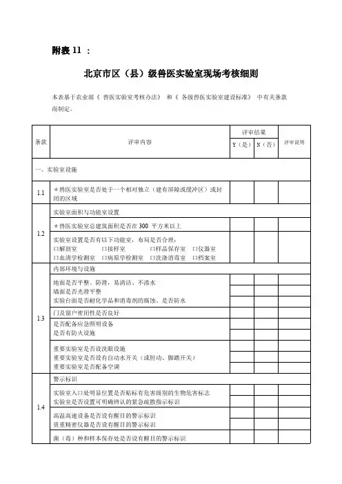 兽医实验室考核细则