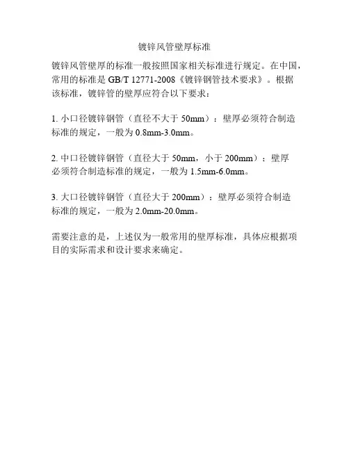 镀锌风管壁厚标准