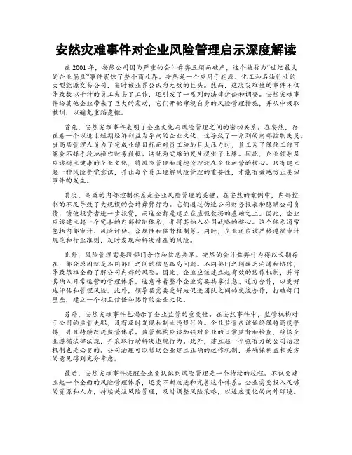 安然灾难事件对企业风险管理启示深度解读