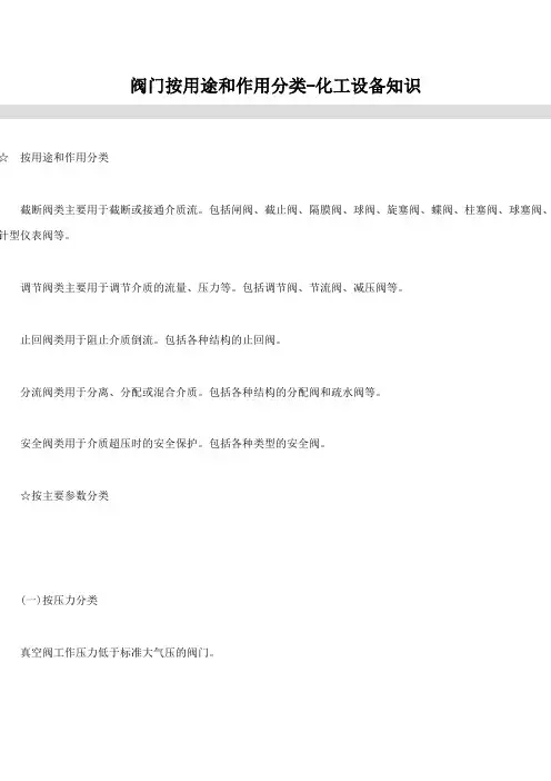 阀门的种类