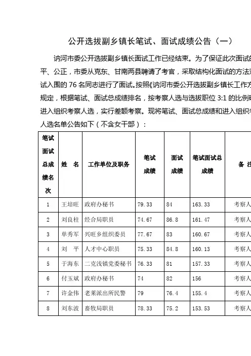 公开选拔副乡镇长笔试