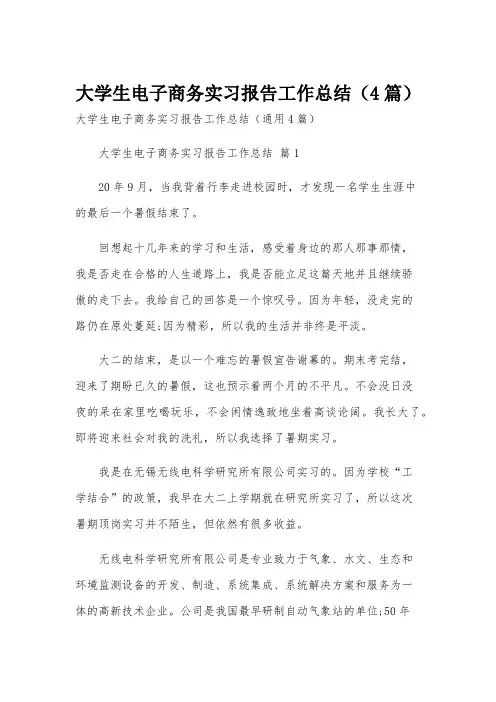 大学生电子商务实习报告工作总结(4篇)