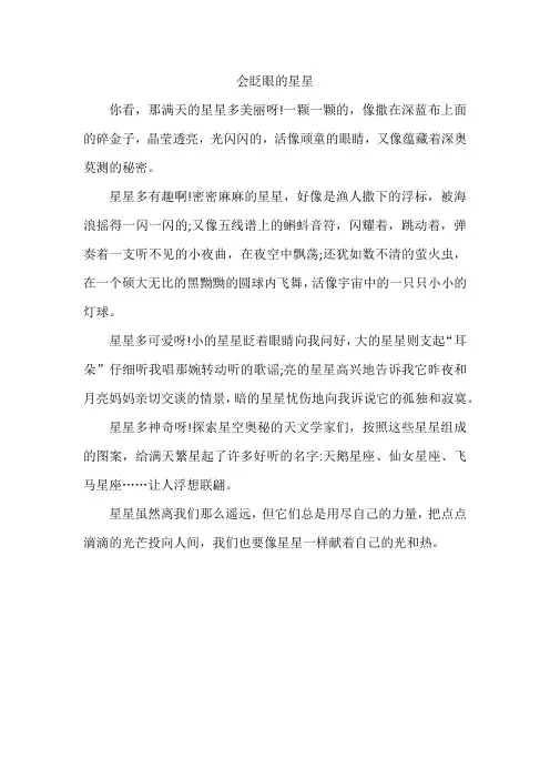 会眨眼的星星二年级作文