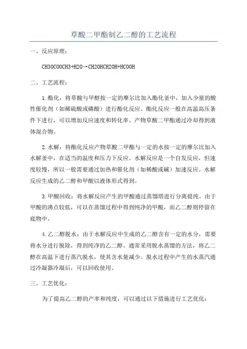草酸二甲酯制乙二醇的工艺流程