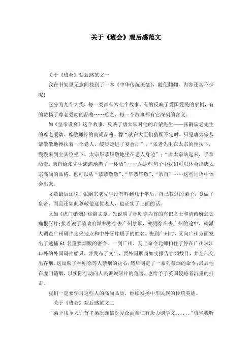 关于《班会》观后感范文
