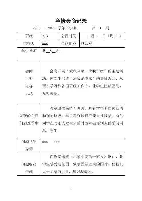 学情会商记录表