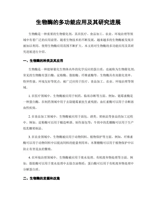 生物酶的多功能应用及其研究进展