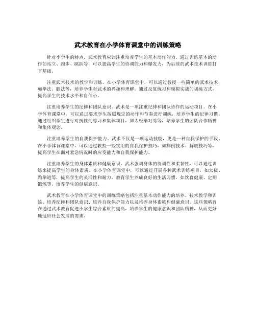 武术教育在小学体育课堂中的训练策略