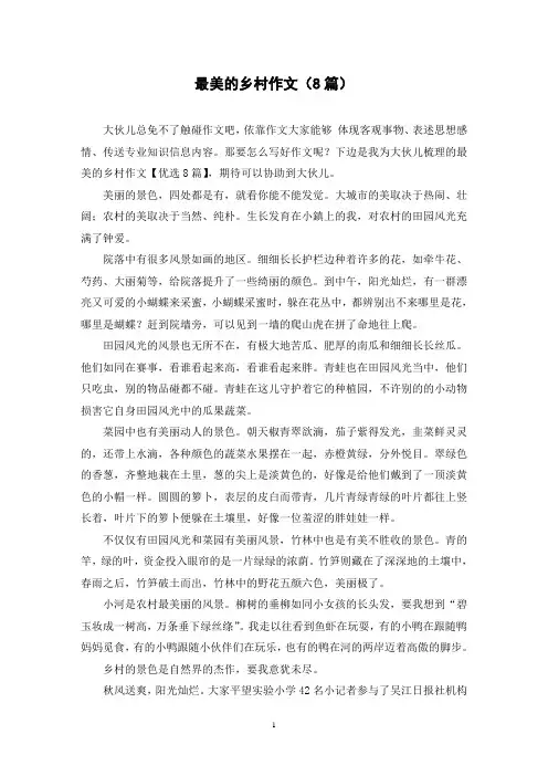 最美的乡村作文(8篇)