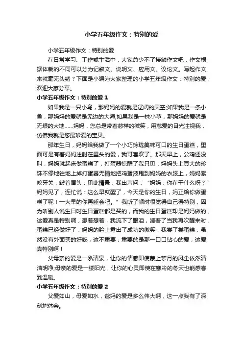 小学五年级作文：特别的爱