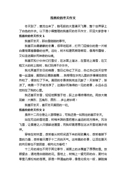 我喜欢的冬天作文8篇