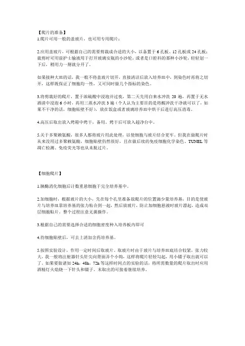 细胞爬片制备详细过程