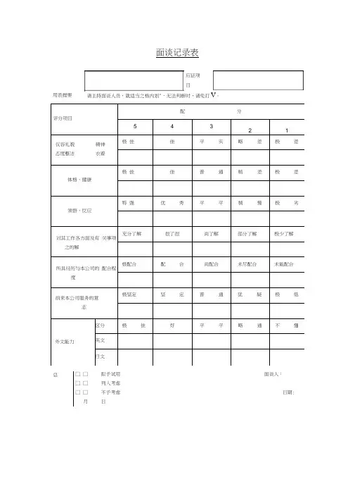 面谈记录表