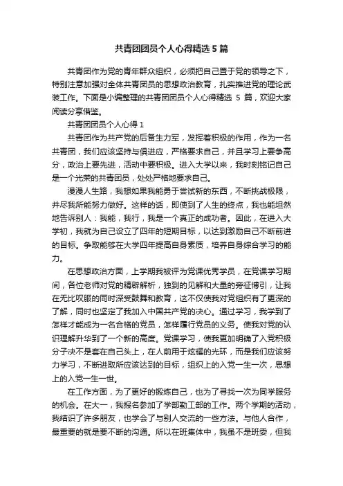共青团团员个人心得精选5篇