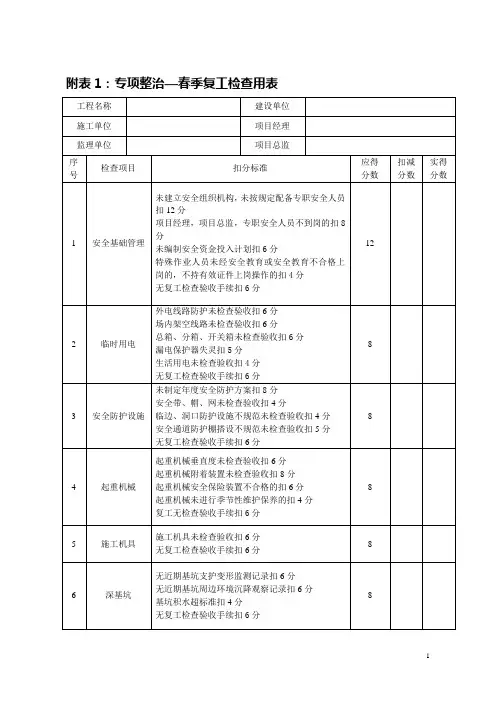 专项整治检查表