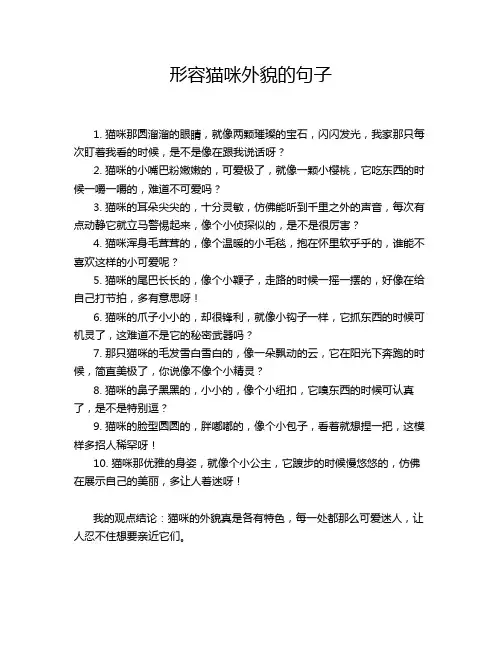 形容猫咪外貌的句子