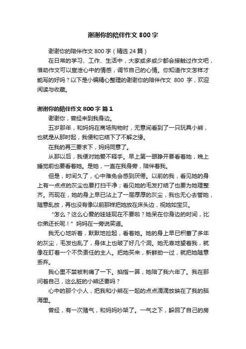 谢谢你的陪伴作文800字