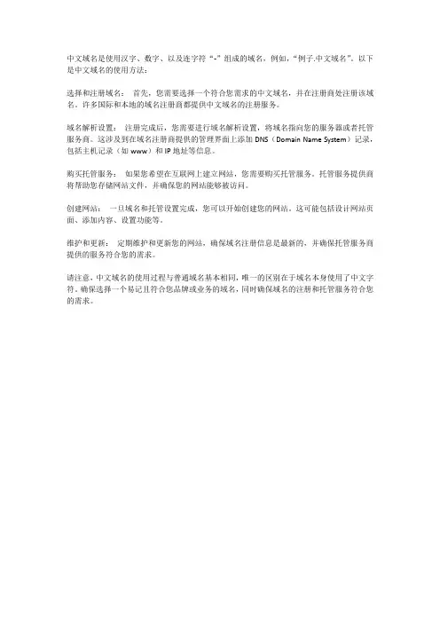 中文域名使用方法