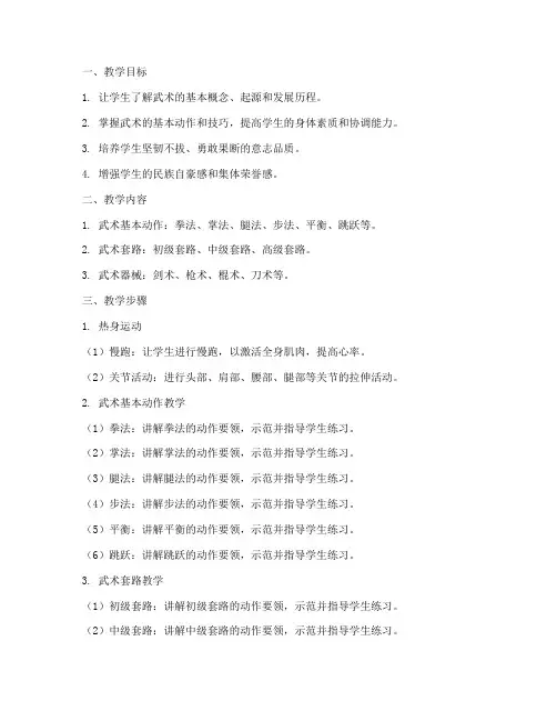 武术教学动作设计方案