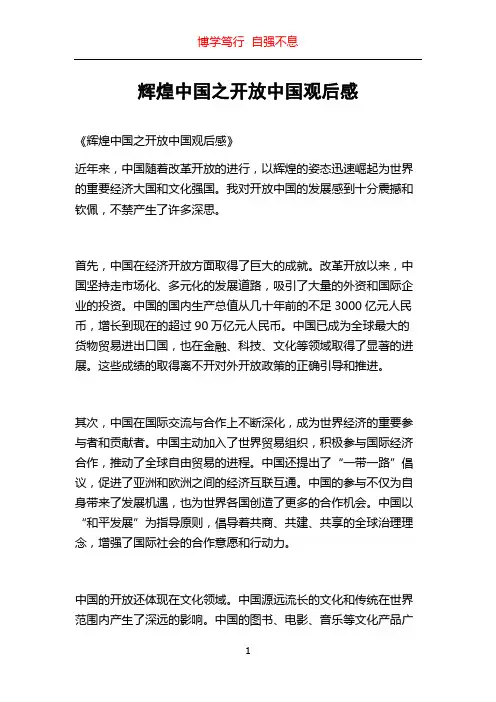 辉煌中国之开放中国观后感
