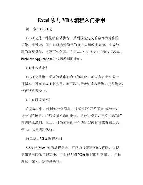 Excel宏与VBA编程入门指南