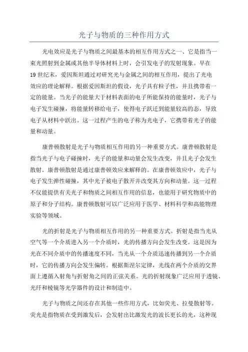 光子与物质的三种作用方式