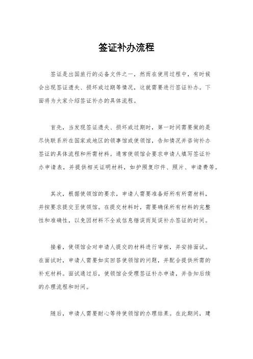 签证补办流程