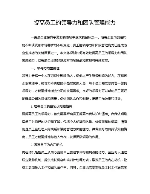 提高员工的领导力和团队管理能力