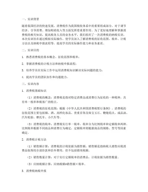 消费税的纳税实训报告