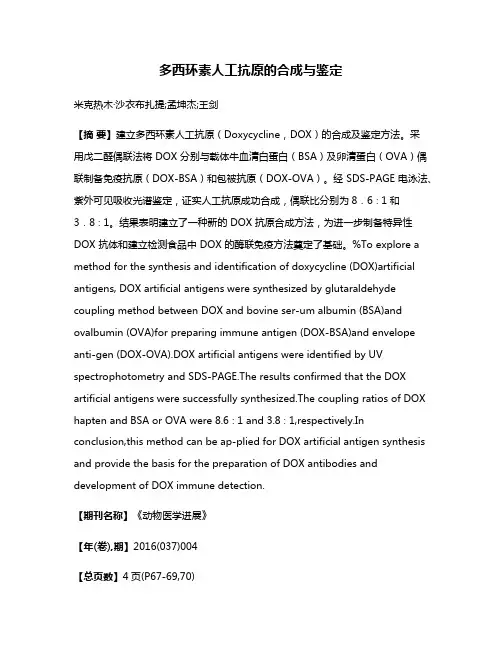 多西环素人工抗原的合成与鉴定