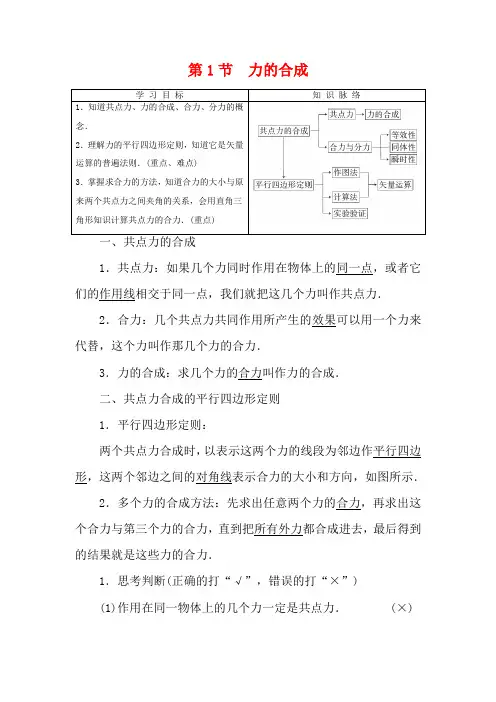 高中物理 第5章 第1节 力的合成教案 鲁科版必修1-鲁科版高一必修1物理教案