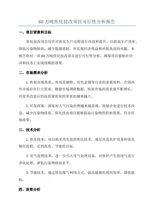 60万吨焦化技改项目可行性分析报告