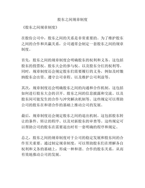股东之间规章制度