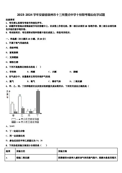 2023-2024学年安徽省宿州市十三所重点中学十校联考最后化学试题含解析