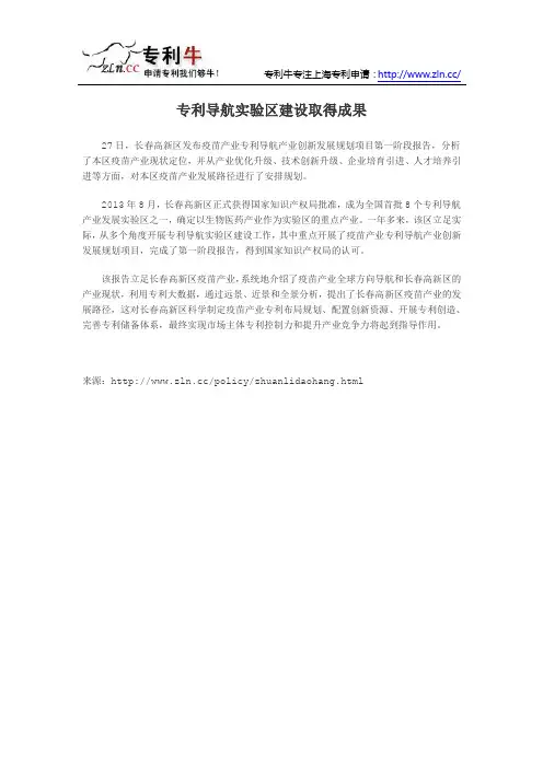 专利导航实验区建设取得成果