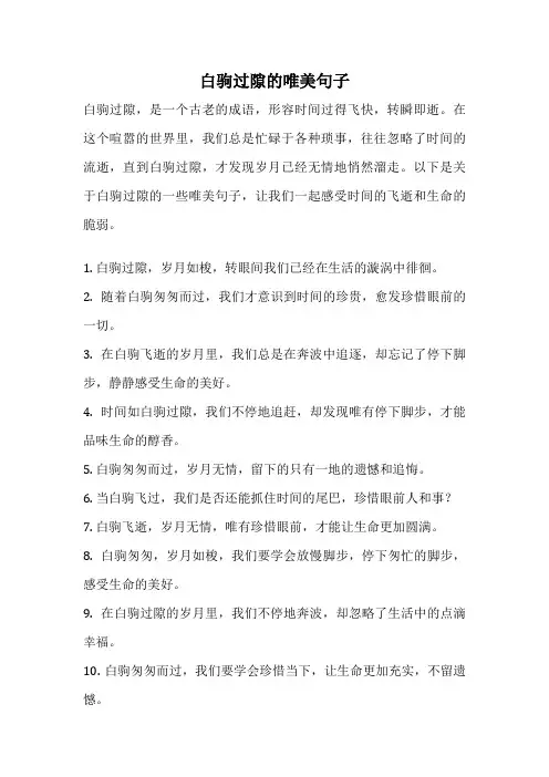 白驹过隙的唯美句子