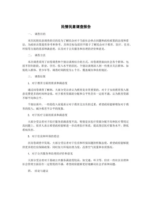 民情民意调查报告