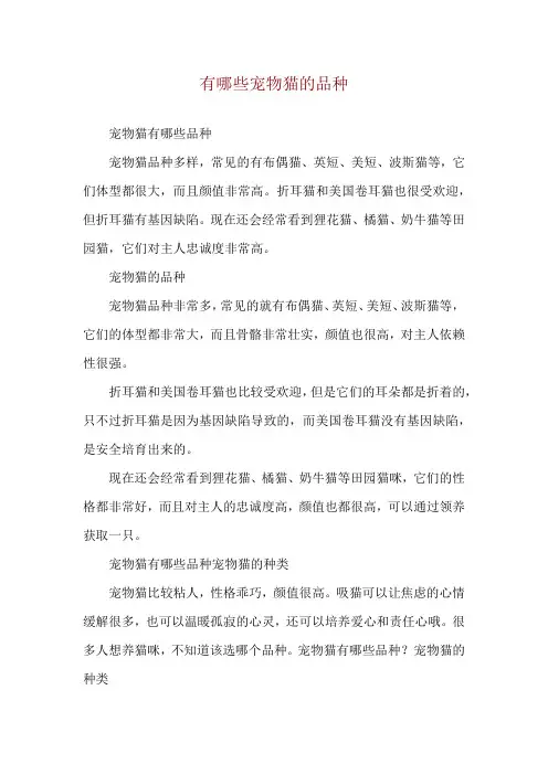 有哪些宠物猫的品种