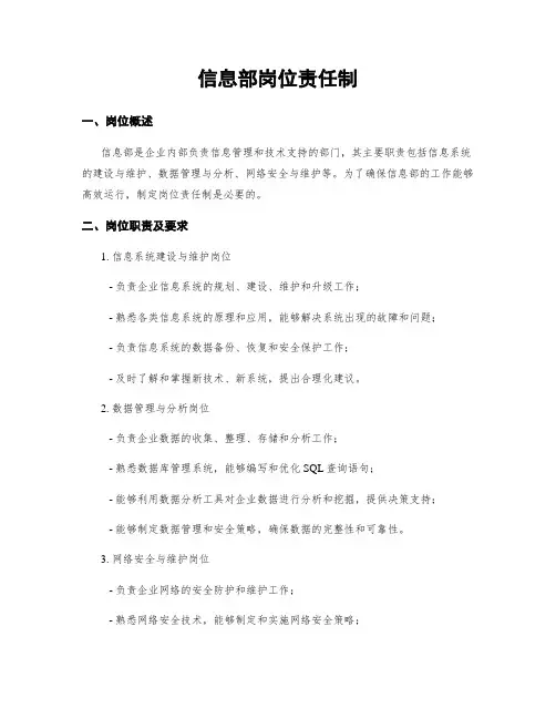 信息部岗位责任制