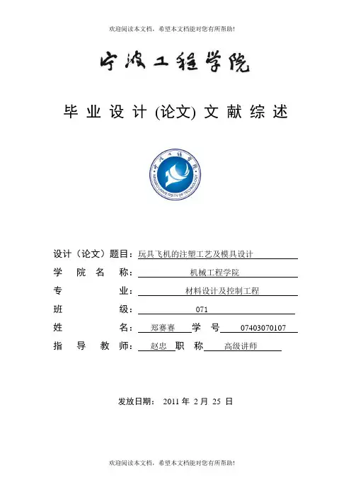 宁波工程学院玩具飞机的注塑工艺及模具设计毕业设计文献综述