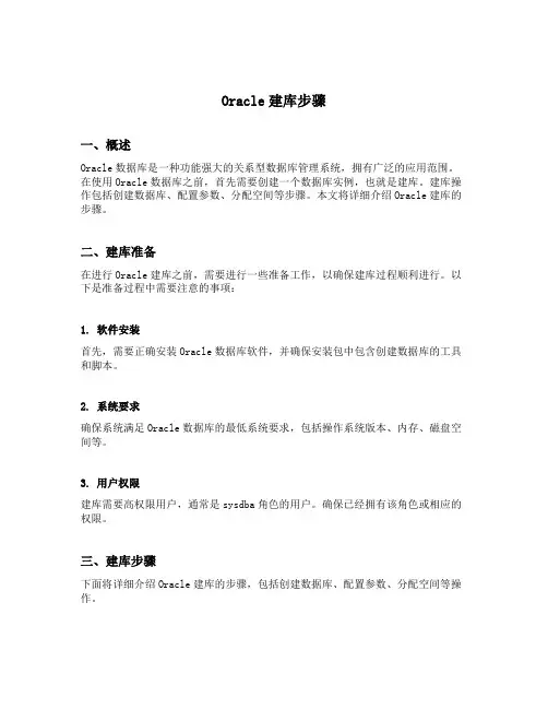 oracle建库步骤