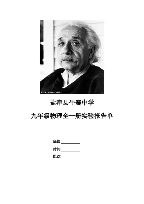 九年级物理全一册分组实验报告单