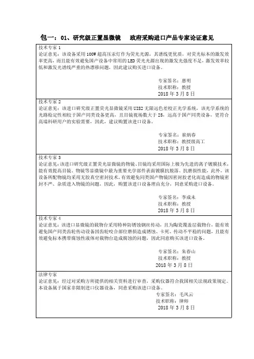 政府采购进口产品专家论证意见