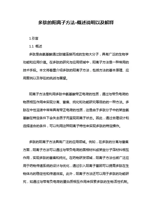 多肽的阳离子方法-概述说明以及解释